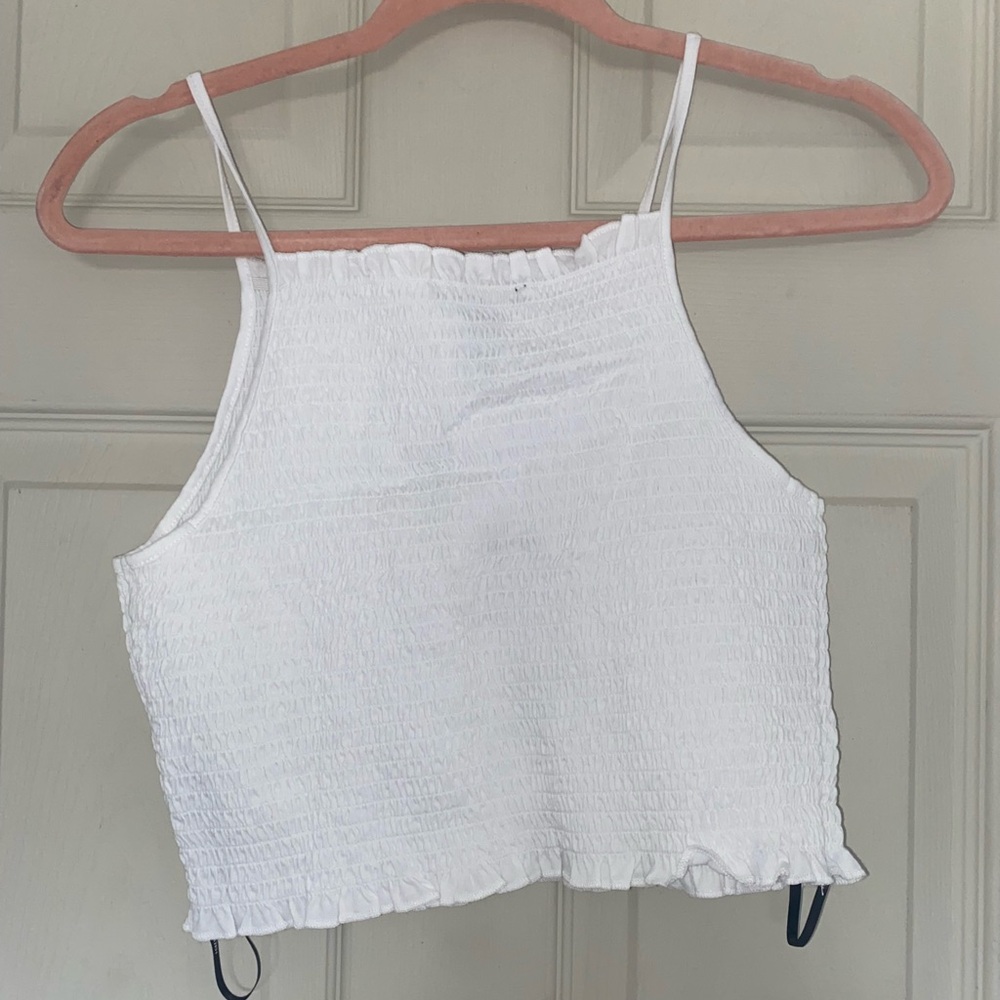 White Cropped Halter Top